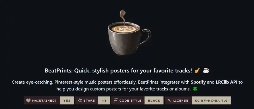 The beatprints github repository by TrueMyst